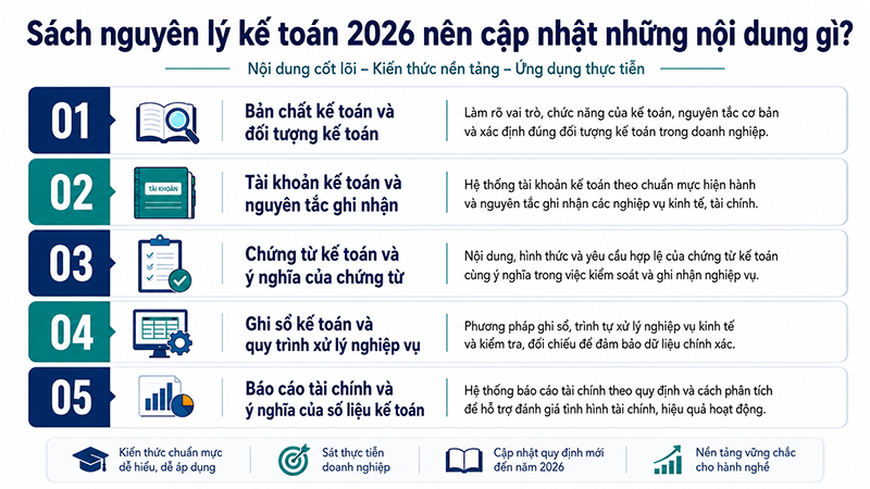 Sách nguyên lý kế toán 2026 cần cập nhật những nội dung gì