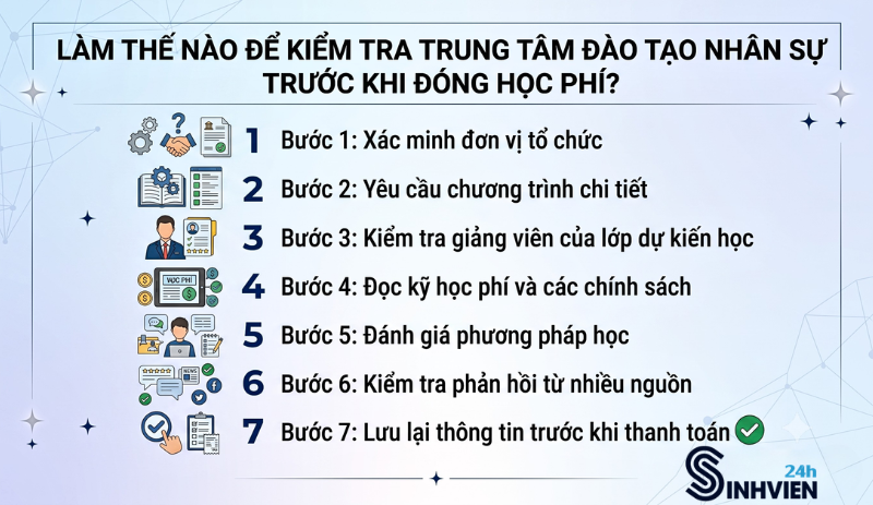 7 bước kiểm tra trung tâm đào tạo nhân sự trước khi đóng học phí